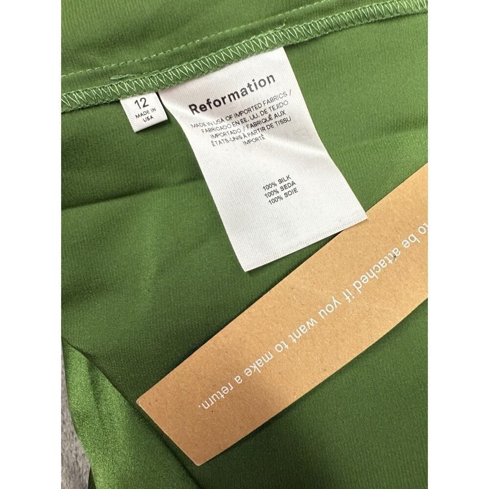 NWT Reformation Alli Green 100% Silk Halter Maxi Dress Size 12 Elegant Slip Gown - Picture 5 of 7